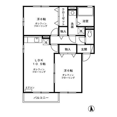 リビングタウン三本柳Ｂの物件間取画像